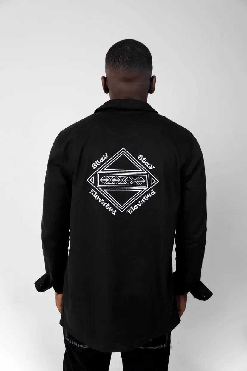 Embroidered Box Logo Long Sleeve Shirt