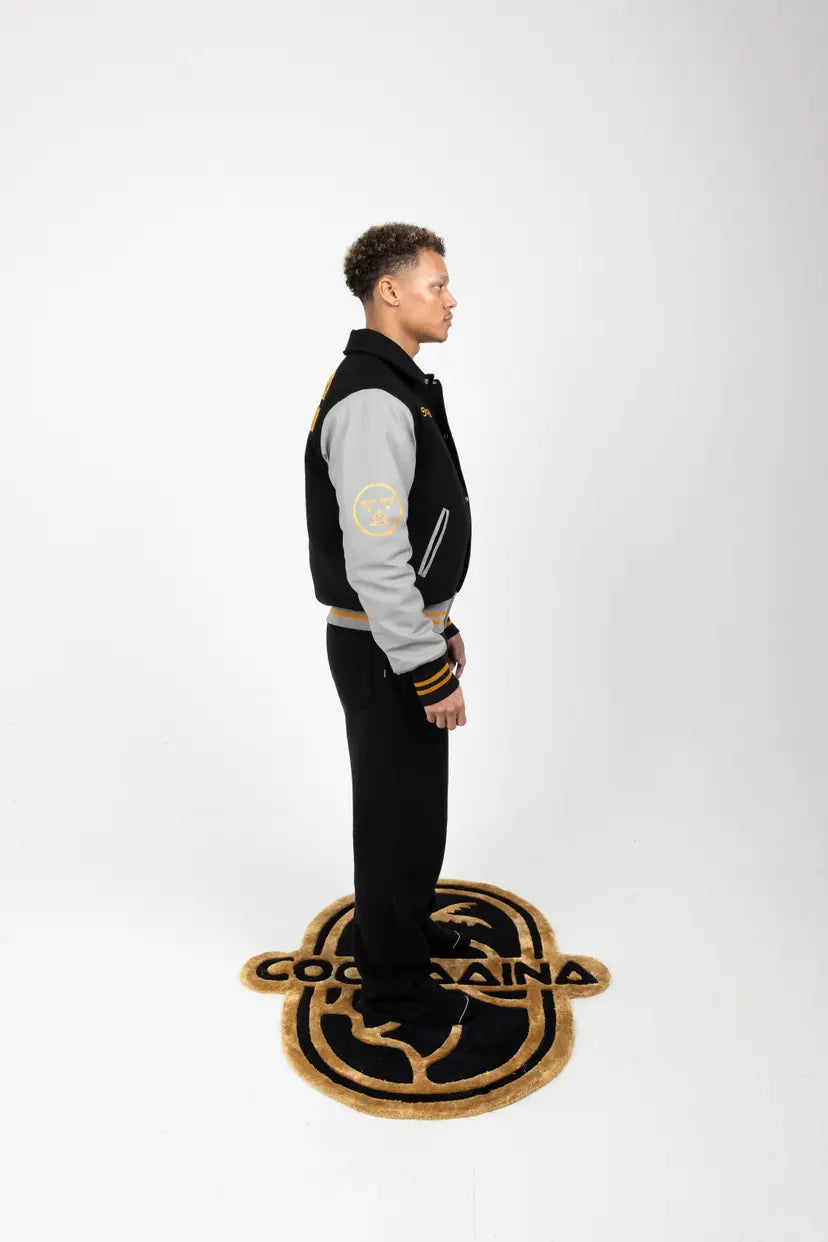 Signature Triangle Logo Leather Varsity Jacket
